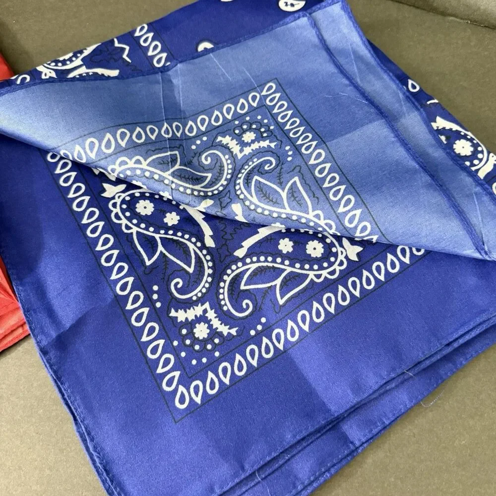 3 blue 3 red Paisley Print Bandana Cotton Head Warp Scarf Face Mask bundle of 6